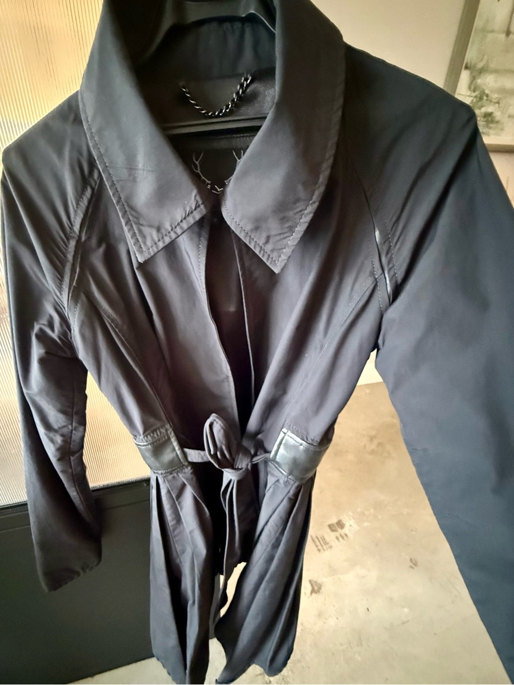 Modern Midnight Black Trench Style Jacket - Women